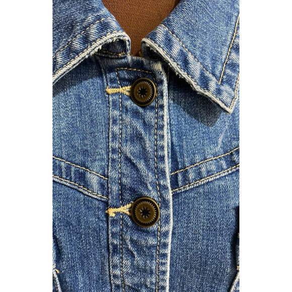 WOMEN'S DENIM JEAN JACKET BY LAL LIVE A LITTLE DISTRESSED SIZE LARGE - Picture 3 of 8